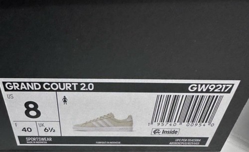 Adidas NWT beige Grand Court 2.0 Shoes Women’s 8 - Picture 8 of 8