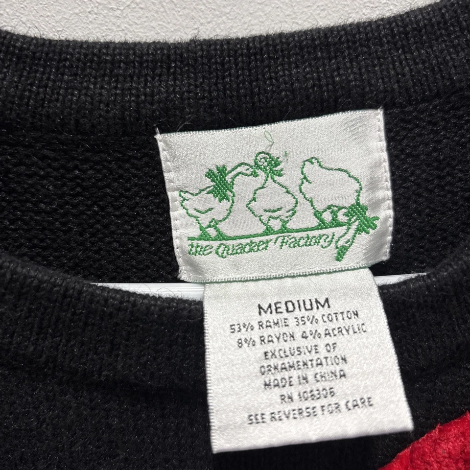 Suéter Vintage Quacker Factory Negro Rojo Lunares Santa Feo Navidad M Foto 2 de 4