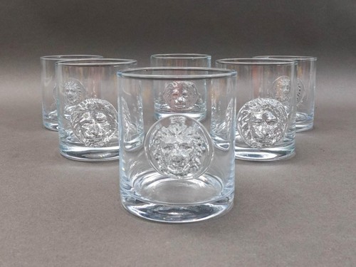 Global Views Leo Lion Head Double Old Fashioned Tumbler Glasses Set Of 6 - Foto 3 di 7