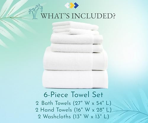 Luxury 100% Cotton Towels - 6 Piece Towel Set, Extra Soft & Fluffy, Quick Dry - Picture 3 of 8