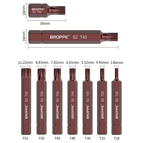 TORX Impact Screwdriver Bit T20 T25 T30 T40 T45 T50 T55 Insert Bit 30mm/75mm - Picture 6 of 8