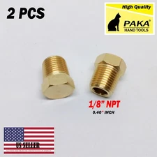 2 pcs 1/8 inch male NPT Cored Hex Head Plug Brass Pipe Fitting NPT fuel water ai