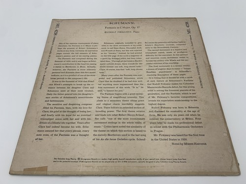RUDOLF FIRKUSNY Schumann Fantasia in C Major Op. 17 LP VG+ ML 4238 Vinyl 1949 - Picture 3 of 9