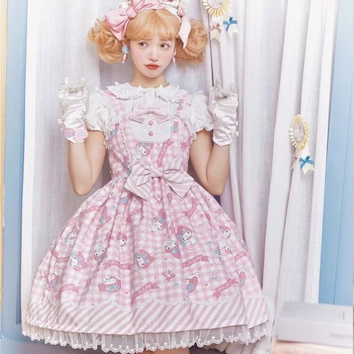 Mädchen Sweet Cinnamoroll Kuromi My Melody Lolita JSK OP Kleid Slip Riemen Röcke - Bild 2 von 20