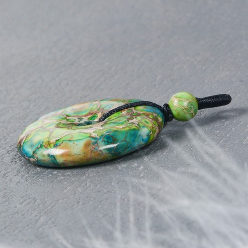 Gemstone 30mm Donut Beads Reiki Chakra Pendant Necklace Handmade Jewelry 22 Inch - Picture 302 of 331