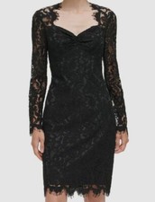 Eliza J Women's Black Sweetheart Neck Floral-Lace Sheath Dress Size 8