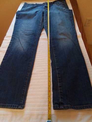 Pantalones de mezclilla Levi's 505 de pierna recta para mujer talla 14M azul lavado oscuro desgastados - Imagen 12 de 15