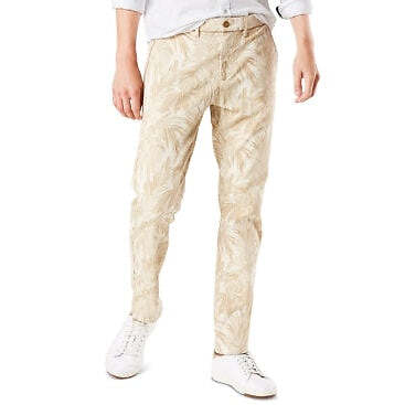 Dockers Alpha Khaki Beige Blätter Print Slim Fit 360 Flex Chino Hose - Bild 8 von 13