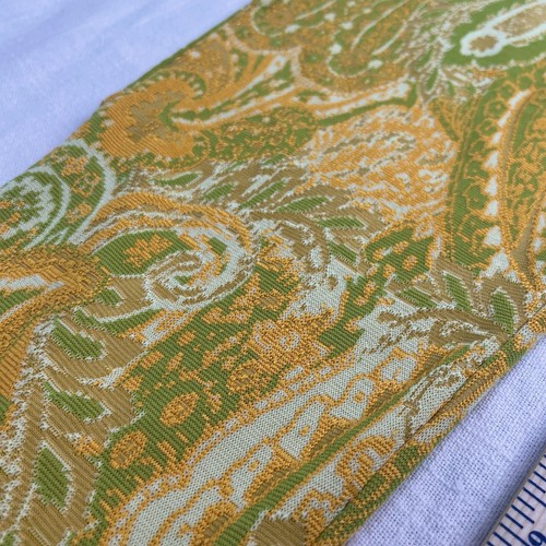 ZARA Women’s Juniors Jacquard Ruffled Top Flared Pant Yellow Paisley Print Sz L - Picture 4 of 8