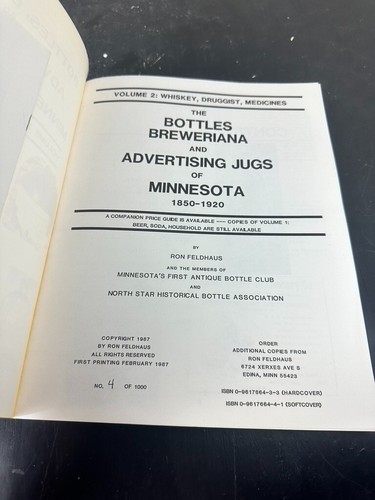 Minnesota Bottles Jugs 1850-1920 Whiskey Druggist Medicine Etc. Book & Pamphlet - Picture 5 of 8
