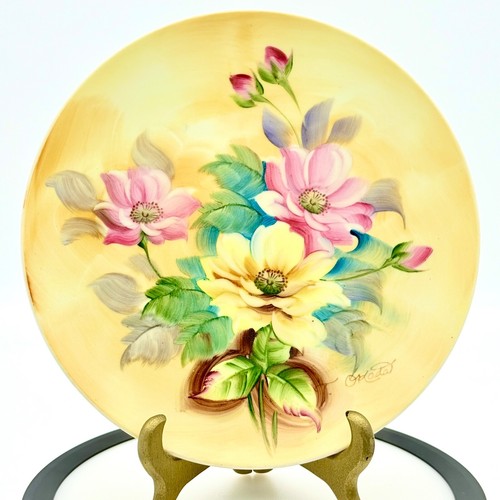 Vintage Lefton Hand Painted Decorative Plate Yellow Roses Porcelain China 1 of 3