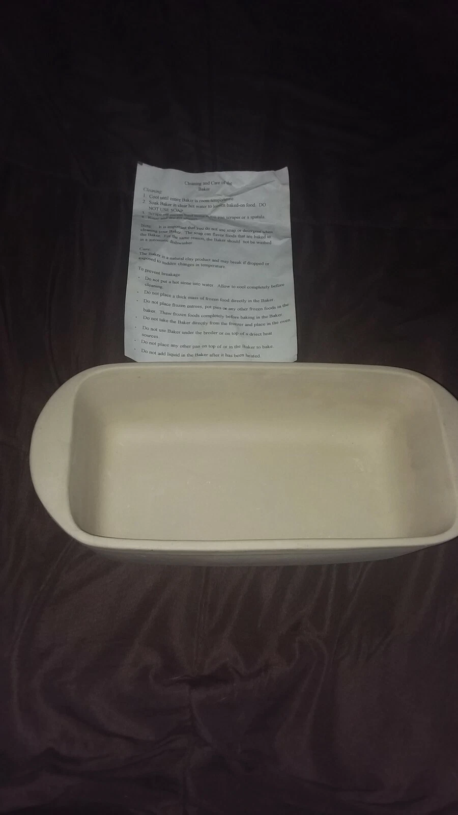 Natural Loaf Pan with Cleaning Instructions