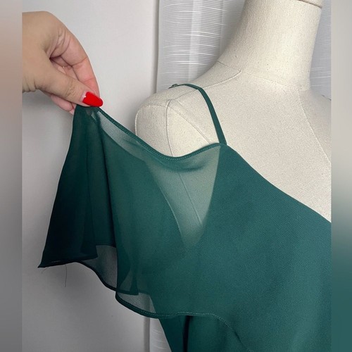 Abito lungo midi Birdy Grey Jane convertibile chiffon verde smeraldo taglia XL - Foto 11 di 13