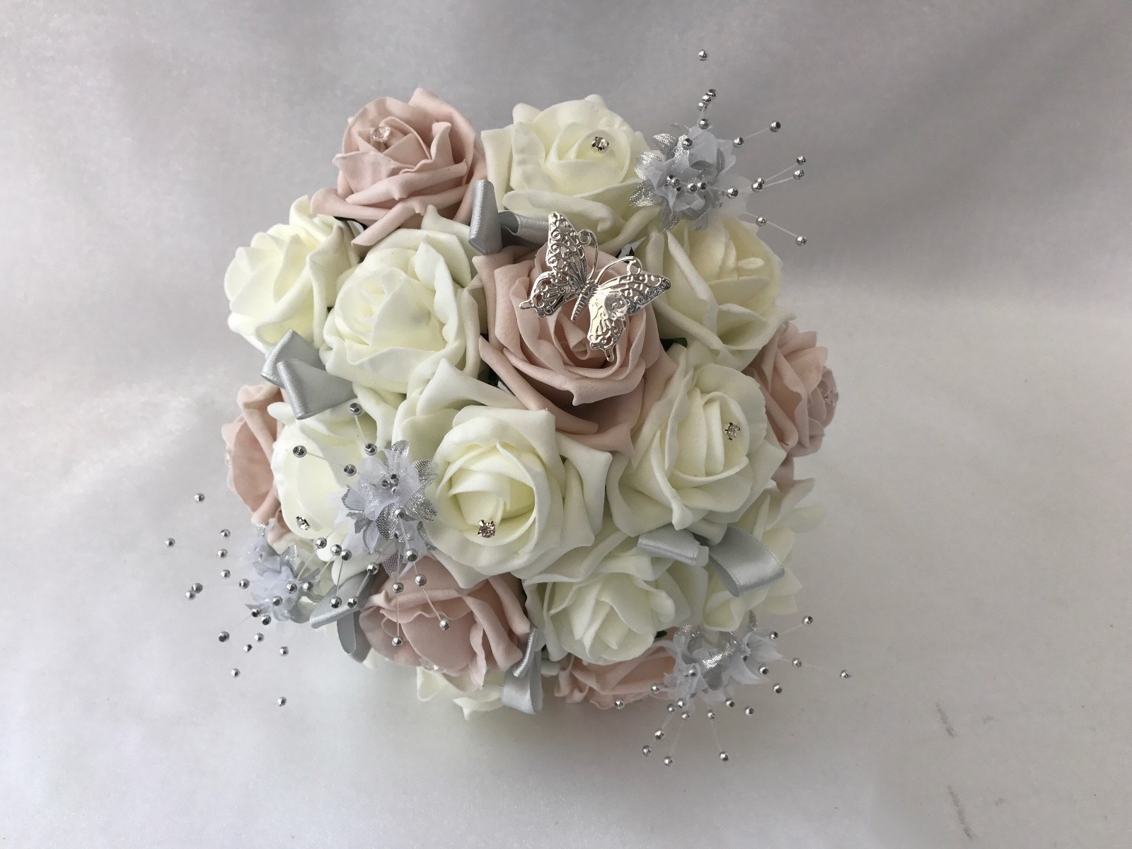 Wedding bouquets Flowers blush pink Butterfly Bride Bridesmaid Flower Girl Wand - Picture 12 of 49