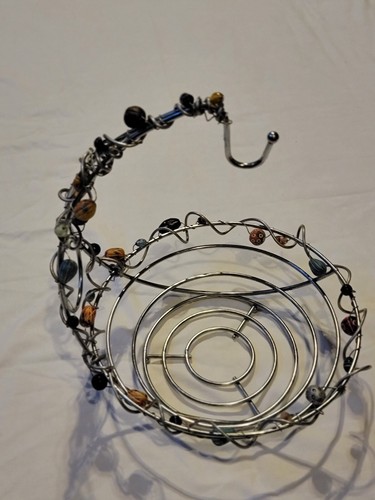 Stainless Steel Fruit Basket With Banana Tree, Custom Hand Beaded Chrome Finish - Bild 13 von 13