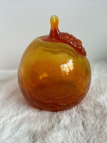 Vintage Orange Green Pear Fruit Glass Paperweight Heavy  Leaf Home Decor Kitchen - Imagen 4 de 17