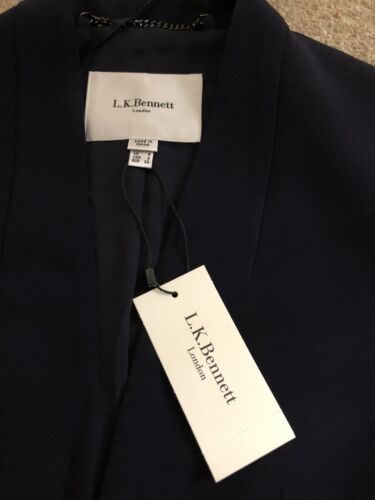 LK BENNETT JK Fie Sloane Blue Navy Collarless Smart Blazer Jacket UK Size 4 BNWT - Picture 11 of 14