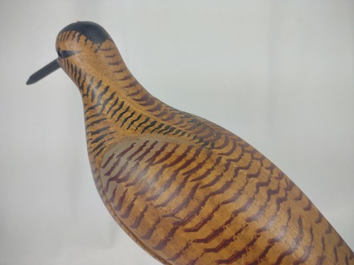 Vintage Hand Carved Wood Shore Bird Sculpture Painted Decoy Folk Art 11" rustic - Picture 9 of 12