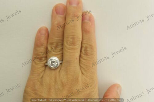 2 Karat Zargenfassung Moissanit Mitte Halo Ehering Echt 925 Sterlingsilber - Bild 2 von 5