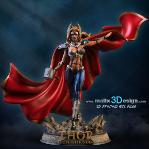 Lady thor figurine imprimée en 3D résine Taille 18cm (non peint) - Imagen 1 de 2
