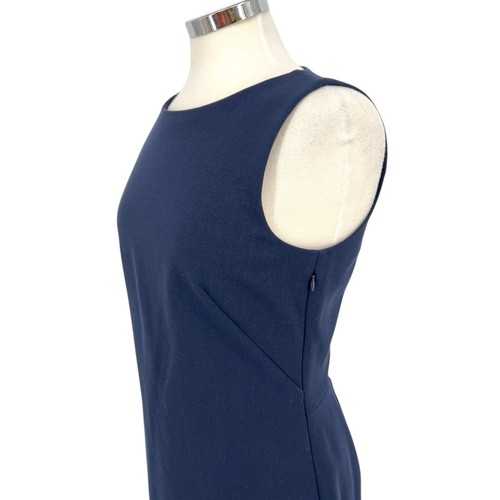 Theory Jemania Navy Wool Blend Sleeveless Cutout Back Dress Size 8 - Picture 4 of 10