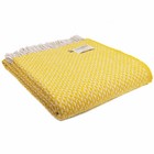TWEEDMILL TEXTILES 100% Wool Sofa Bed Blanket Rug DIAMOND YELLOW & GLACIER THROW