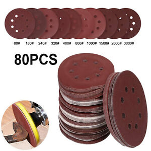 80pc 125mm Sanding Discs Pads 40-400 Mixed Orbital Sander Hook Loop Sand Paper 80pc 125mm Sanding Discs Pads 40-400 Mixed Orbital Sander Hook Loop Sand Paper