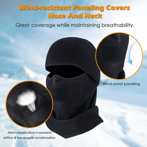 Motorcycle Balaclava Ski Full Face Cover Outdoor Winter Windproof Fleece Hinged - Picture 7 of 10
