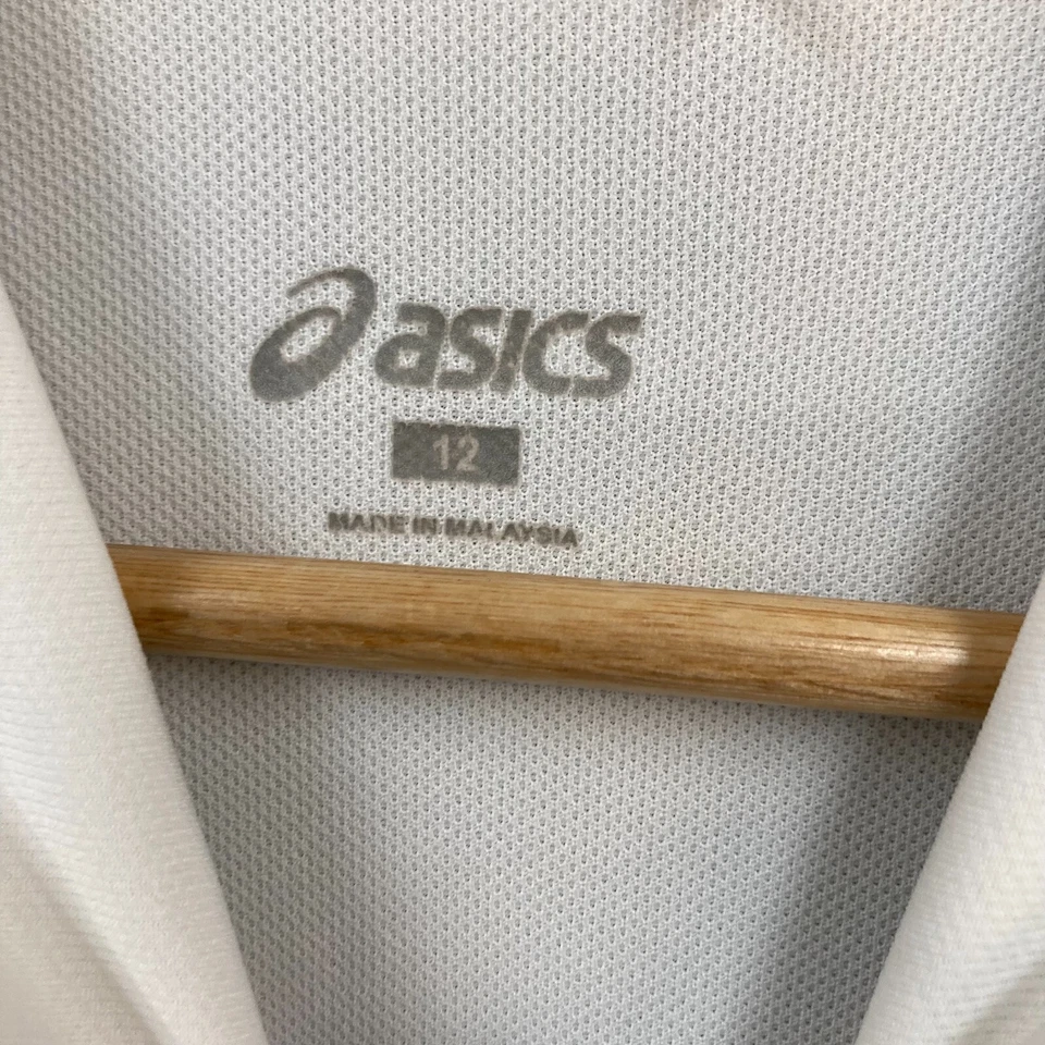 Asics Polo Shirt Womens 12 White Tennis Short Sleeve Collared 25807 — 第 3/4 张图片