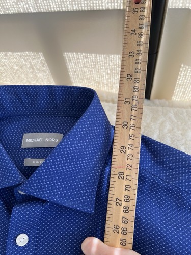 Michael Kors Shirt Men’s Slim Fit Medium Button Down Collared Blue - Picture 7 of 11