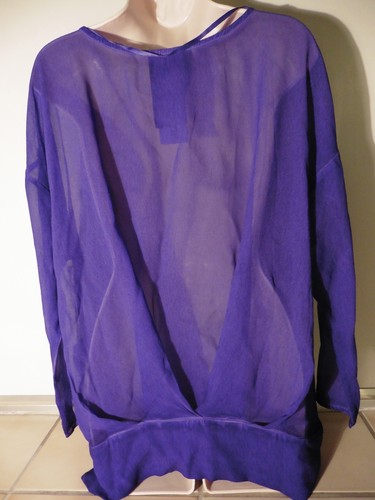 NWT Young Fabulous & Broke Purple sheer long sleeve top blouse size M - Bild 5 von 6