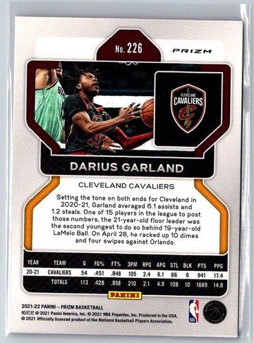 2021-22 RED/WHITE/BLUE PRIZM DARIUS GARLAND CLEVELAND CAVALIERS #226 - Picture 2 of 2