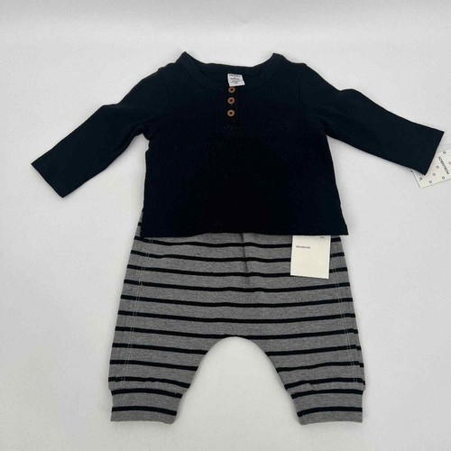 Nordstrom Babies' Kids' Henley & Pants Set In Black & Grey Stripe Size 3M NWT - Bild 2 von 7