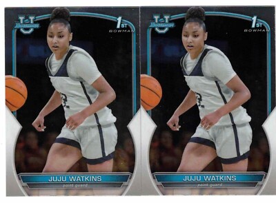 LOT (2) JUJU WATKINS 22/23 Bowman Chrome U University 1st USC Rookie RC #43