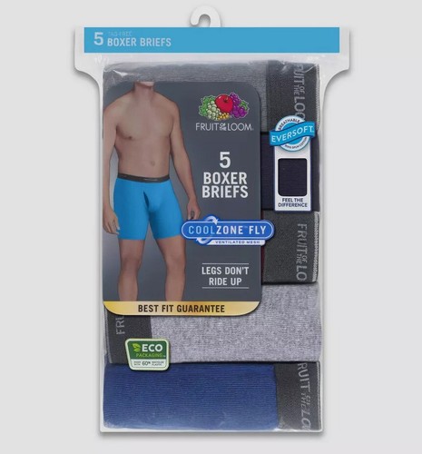 Fruit Loom Cool Fly Zone Mens Mesh Panel Boxer Briefs S 5 Pack Blue Gray Red NIP - Picture 7 of 9