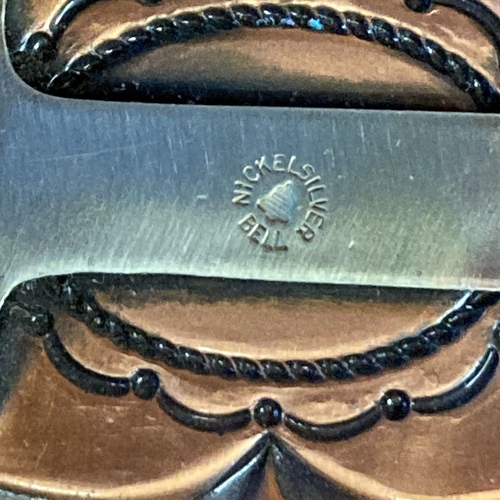 Bell Belt Buckle Solid Copper Nickel Silver Faux Turquoise Southwestern Cowgirl - Bild 8 von 12