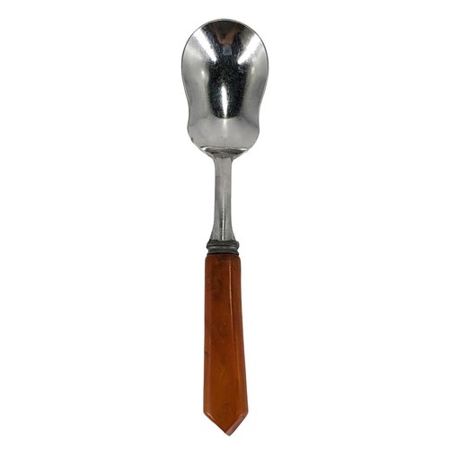 Vajilla caramelo de baquelita y acero inoxidable Sta-Brite 10 piezas vintage - Imagen 6 de 7