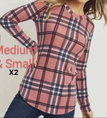 Cherish Women's Flannel Shirt Size Small White Pink Long Sleeve NWOT