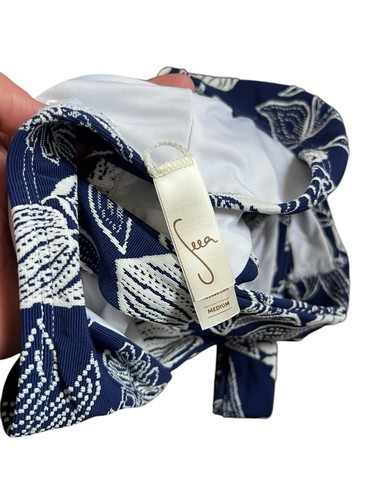 Seea NWOT Blue Floral Bikini Top Navy Size M 10 12 - Picture 5 of 6