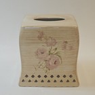 Laura Ashley Lifestyles Bathroom Pink Rose Print Ceramic Tissue Box Cover VTG