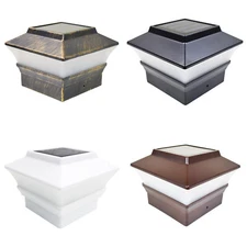 4 Black Bronze Brown White 4 x 4 Solar Post Lights Outdoor Deck Cap Fence Vinyl