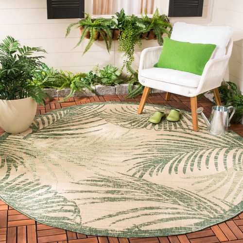 SAFAVIEH Outdoor CY7557-32212 Courtyard Beige / Green Rug - Picture 2 of 25