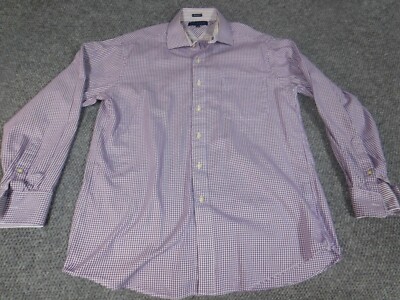Tommy Hilfiger Shirt Mens 16 Purple plaid button up classic business