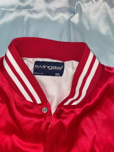Vintage Swingster Red Pizza Hut Delivery Nylon Satin Jacket XXL - Picture 3 of 4