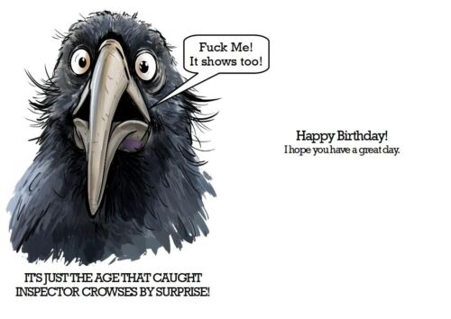Tarjeta abierta de feliz cumpleaños tamaño A5 adulto humorística divertida tarjeta de cumpleaños cuervo - Imagen 2 de 2