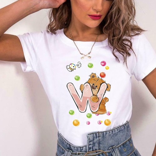 Damen-T-Shirt Damen Baggy Passform kurzärmlig Slogan T-Shirt Tops - Bild 31 von 32