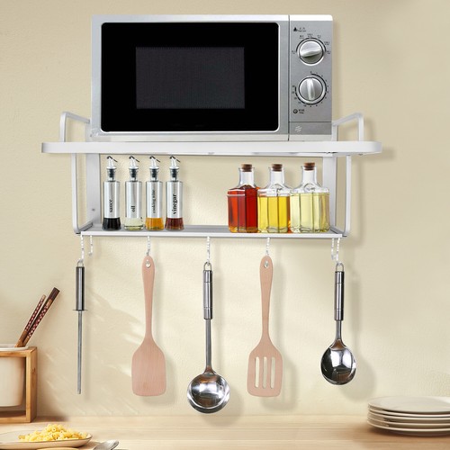 Supporto per microonde cucina portaoggetti rack forno a microonde da parete scaffale - Foto 20 di 21