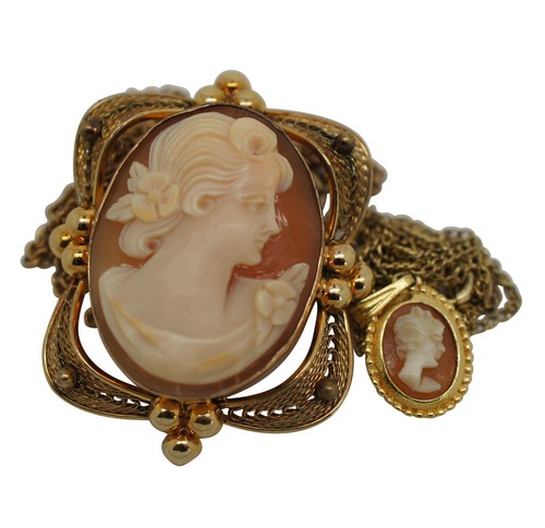 4 Piece Lot Carved Cameo Shell Pendants Earrings Necklaces Amco 12k Gold Filled - Picture 2 of 12