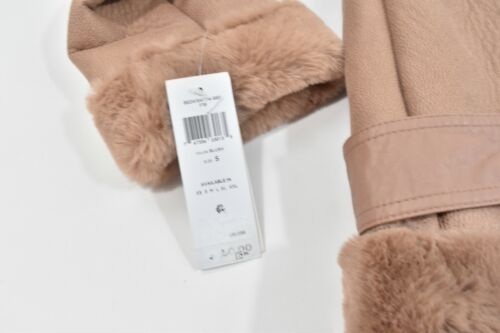 BCBG Generation Women Faux Leather Fur Jacket New M Blush Pink with Belt - Picture 4 of 5