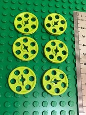 Lego 6 x Lime GREEN Technic Gear Pulley Wheel with 6 holes and centre axle hole